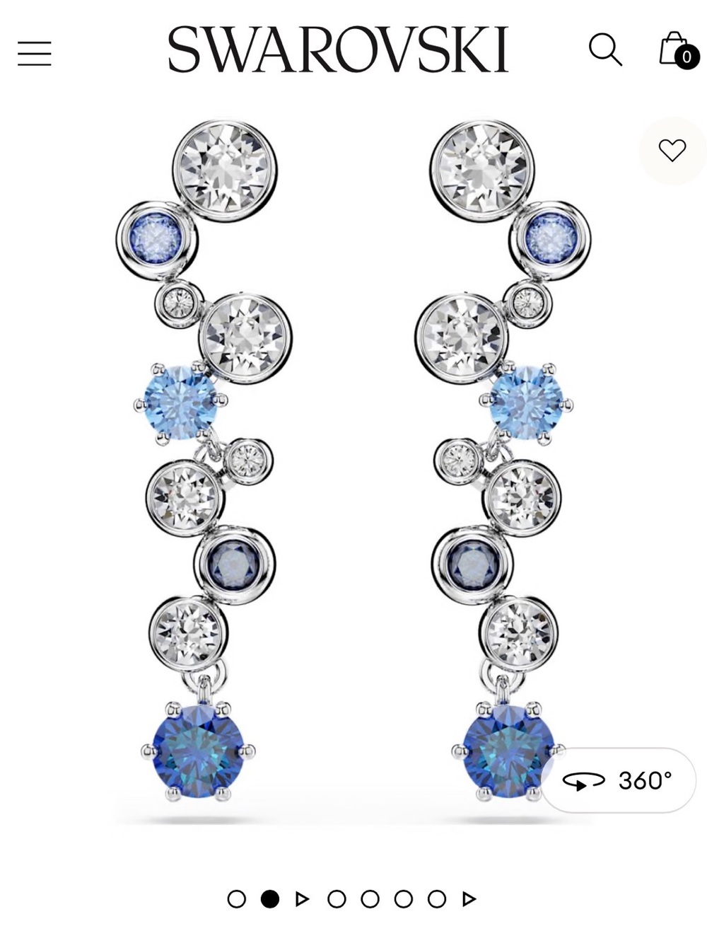 Swarovski Constella Drop Earrings with Light Blue and Deep Blue Crystals